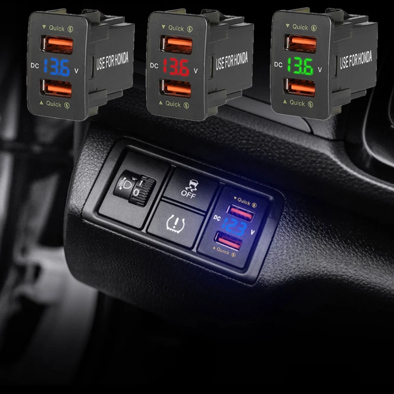 Автомобильное зарядное устройство USB с двумя портами, адаптер для быстрой зарядки автомобиля, вольтметр со светодиодной подсветкой, разъем,...
Автомобильное зарядное устройство USB с двумя портами, адаптер для быстрой зарядки автомобиля, вольтметр со светодиодной подсветкой, разъем,...