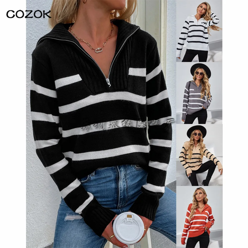 2021 Autumn Winter Women Casual Long Sleeve Striped Patchwork Jumpers Ladies Loose Knitted Sweaters Fashion V-Neck Tops Pullover
2021 Autumn Winter Women Casual Long Sleeve Striped Patchwork Jumpers Ladies Loose Knitted Sweaters Fashion V-Neck Tops Pullover