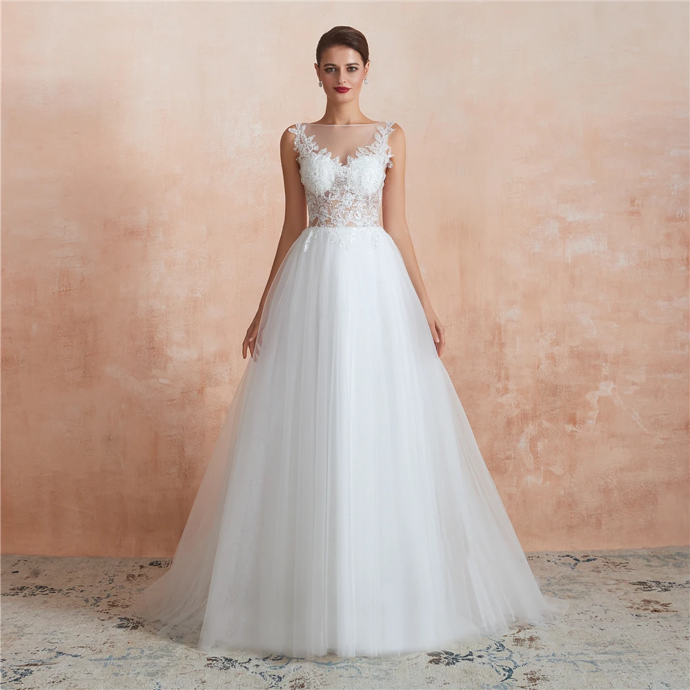 2021 Elegant Plus Size Beach Wedding Dresses Boat Neck Sleeveless Sequin A-line Custom Made Net Bridal Gowns vestido de novia
2021 Elegant Plus Size Beach Wedding Dresses Boat Neck Sleeveless Sequin A-line Custom Made Net Bridal Gowns vestido de novia