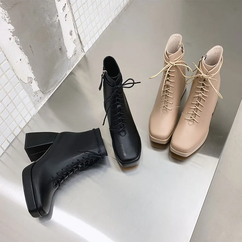 2020 new spring and autumn solid color thick high-heeled shoes female fashion wild square head leather short boots X179
2020 new spring and autumn solid color thick high-heeled shoes female fashion wild square head leather short boots X179