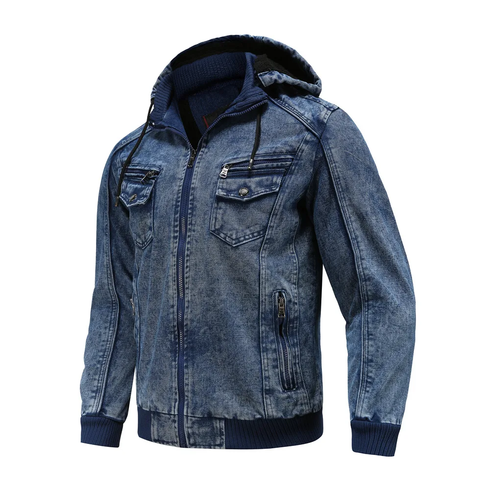Мужская джинсовая куртка на флисовой подкладке, с капюшоном и несколькими карманами, осенне-зимняя, 2021
Мужская джинсовая куртка на флисовой подкладке, с капюшоном и несколькими карманами, осенне-зимняя, 2021