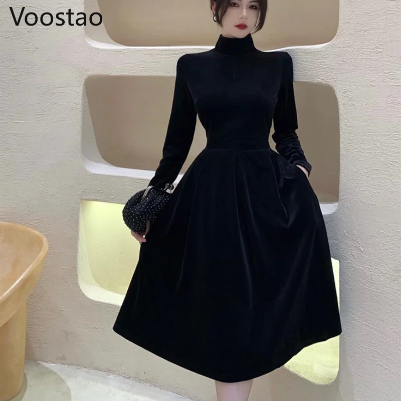 Autumn French Vintage Velvet Dress Women Elegant Chic Long Sleeve Party Midi Dresses Winter Female Temperament Slim Vestidos
Autumn French Vintage Velvet Dress Women Elegant Chic Long Sleeve Party Midi Dresses Winter Female Temperament Slim Vestidos