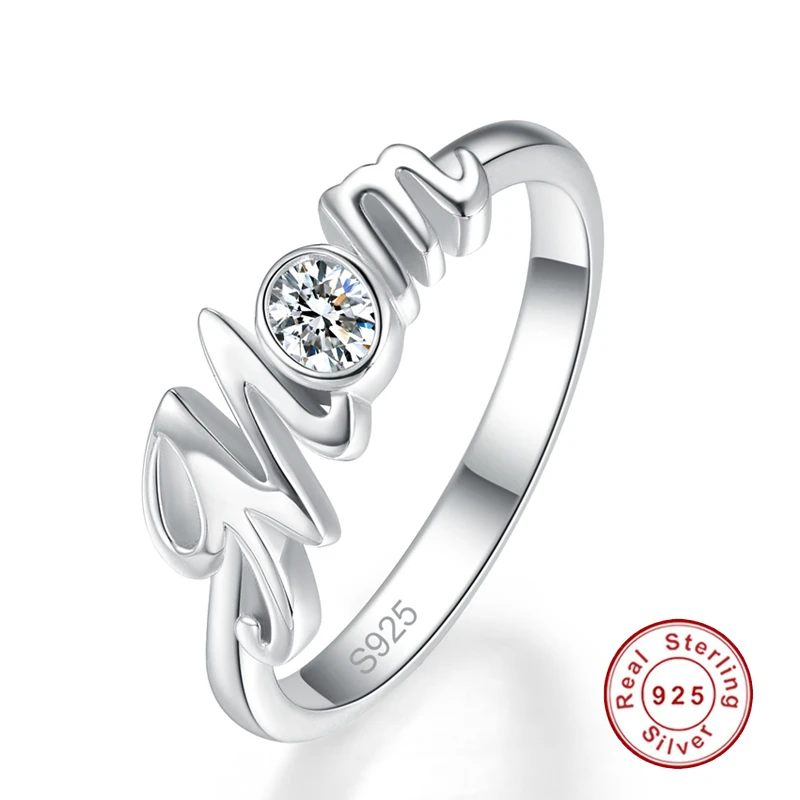 New 100% Pure 925 Sterling Silver Bijoux Anel Female Ring White Gemstone Letter MOM Ring Fine Jewelry Mother's Day Gift
New 100% Pure 925 Sterling Silver Bijoux Anel Female Ring White Gemstone Letter MOM Ring Fine Jewelry Mother's Day Gift