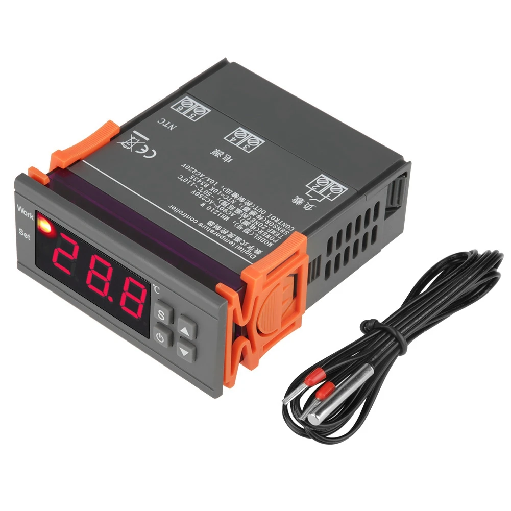 MH1210W AC 110 220V Digital Temperature Controller Thermostat Thermoregulator Calibration for incubator Relay LED 10A
MH1210W AC 110 220V Digital Temperature Controller Thermostat Thermoregulator Calibration for incubator Relay LED 10A