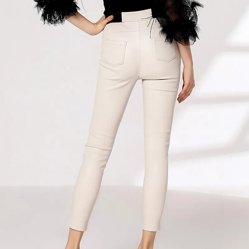 Stretch Skinny Genuine Leather Pants Womens Ankle Length Pants Elastic Waist Sheepskin Zippers Korean Style Pencil Pants
Stretch Skinny Genuine Leather Pants Womens Ankle Length Pants Elastic Waist Sheepskin Zippers Korean Style Pencil Pants