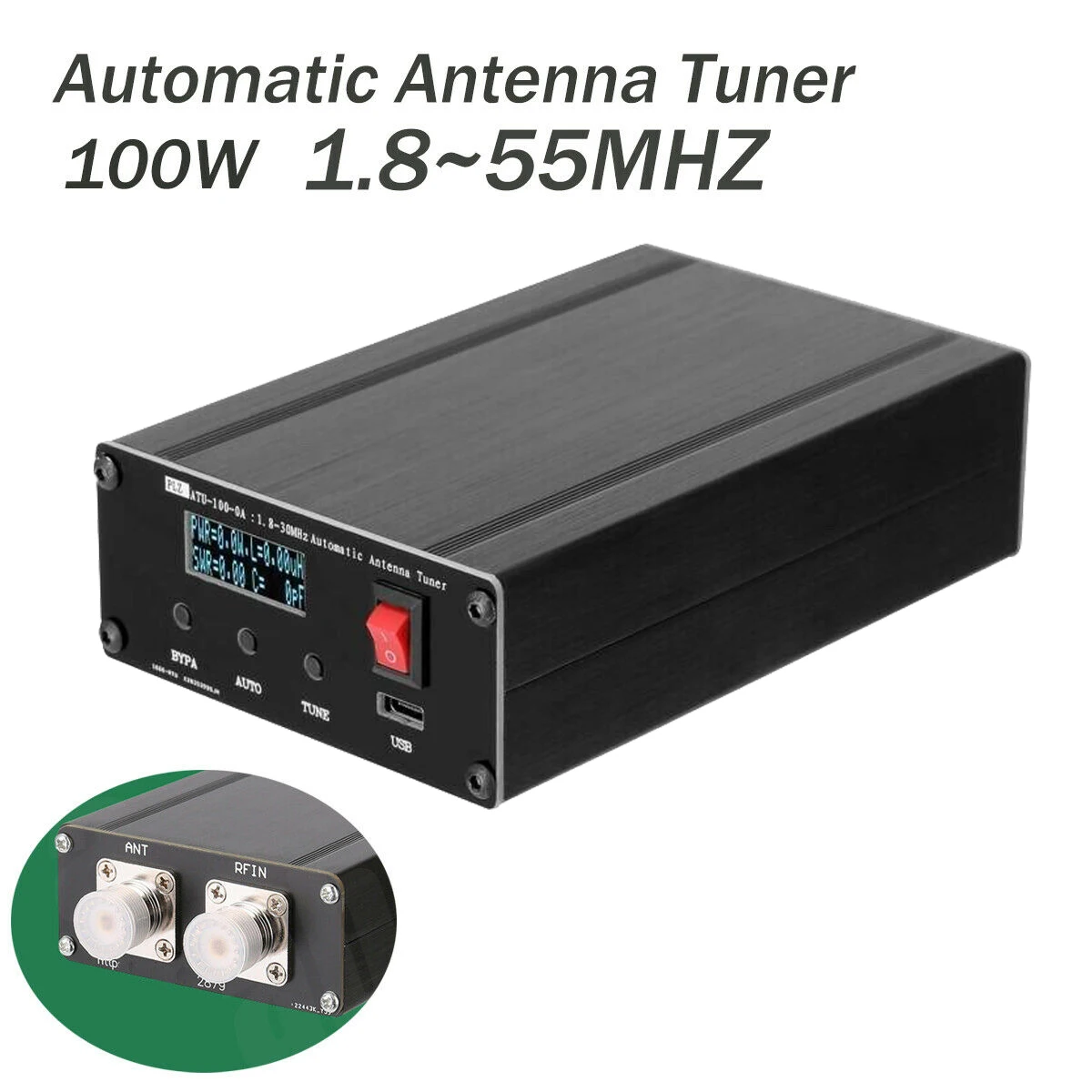 

ATU-100 1,8-55 МГц Автоматический антенный тюнер с OLED-экраном 0,96 дюйма в сборе с корпусом 100 Вт