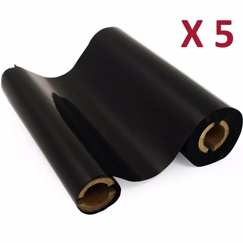 

5 rolls wax ribbon 110mm x 90meter / 70meter Premium wax Barcode Ribbon thermal transfer ribbon for zebra LP 2844 /2836