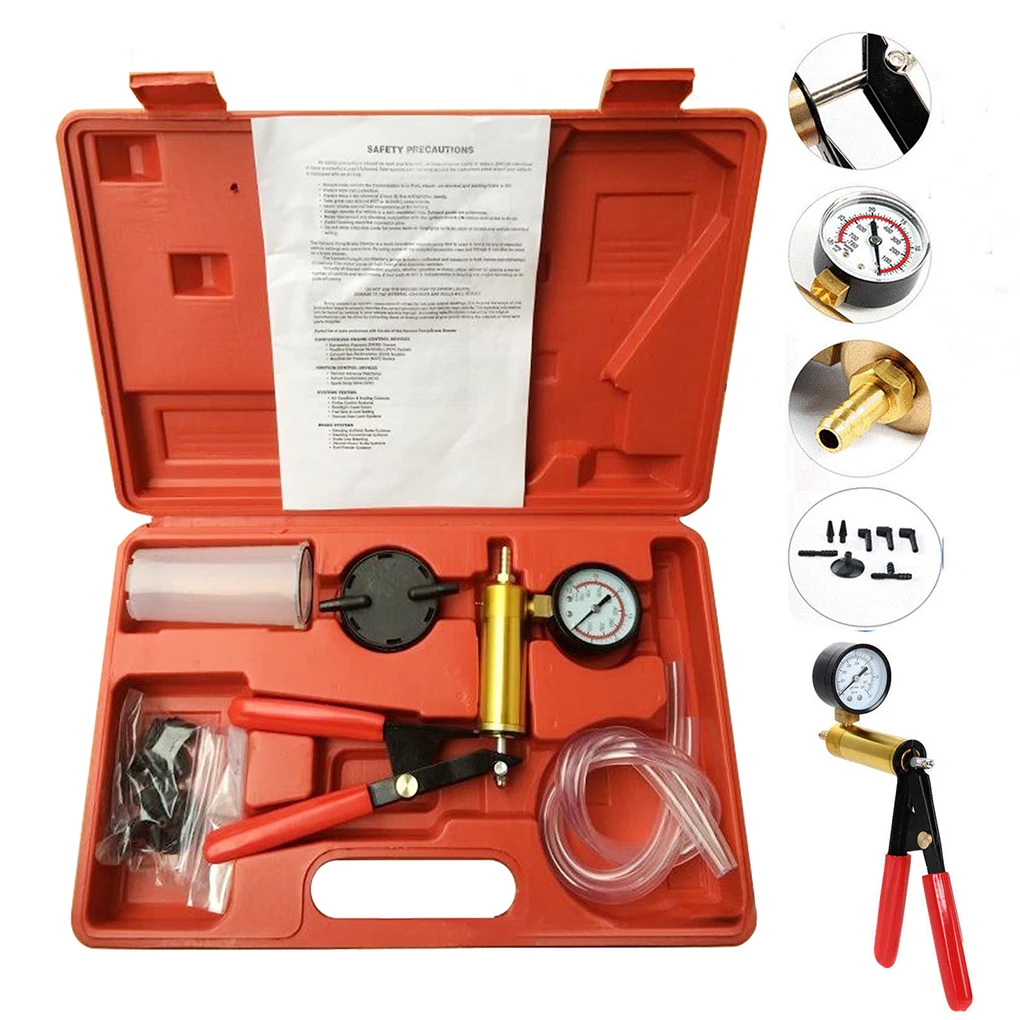 Car Hand Held Vacuum Gauge Pressure Pump Tester Set Brake Fluid Bleeder Bleeding Repair Kit
Car Hand Held Vacuum Gauge Pressure Pump Tester Set Brake Fluid Bleeder Bleeding Repair Kit