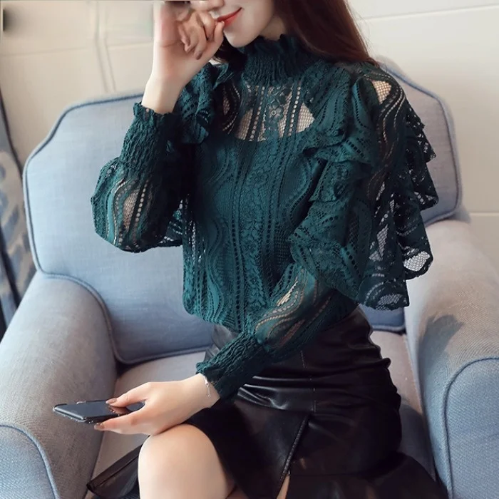 Ruffle Lace Nine Quarter Sleeve blouse shirt 2020 Women Clothing Hollow Out floral Women Blouse Female Tops Elegant blusa
Ruffle Lace Nine Quarter Sleeve blouse shirt 2020 Women Clothing Hollow Out floral Women Blouse Female Tops Elegant blusa