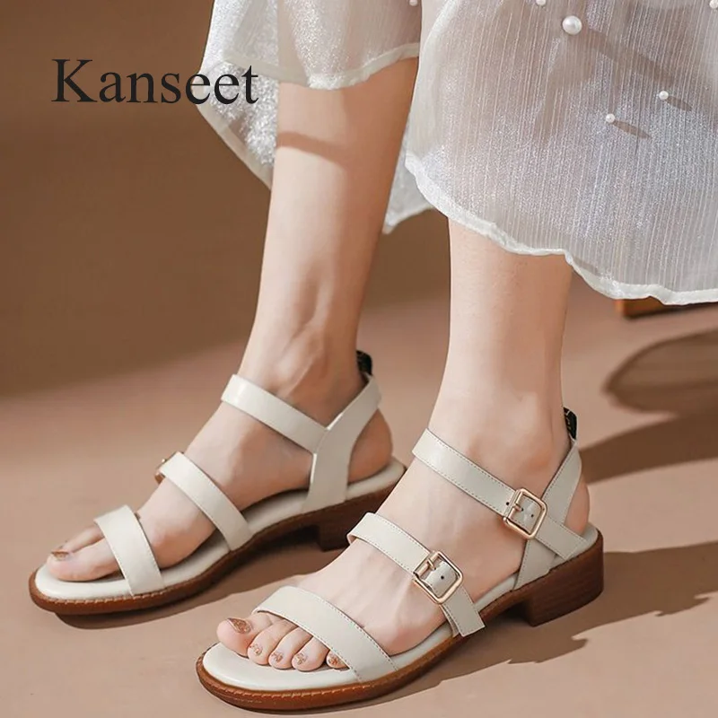 Kanseet Buckle Strap Fashion Women Sandals Summer 2021 Round Toe Genuine Leather Shoes Dress Basic Comfort Med Heels Footwear
Kanseet Buckle Strap Fashion Women Sandals Summer 2021 Round Toe Genuine Leather Shoes Dress Basic Comfort Med Heels Footwear