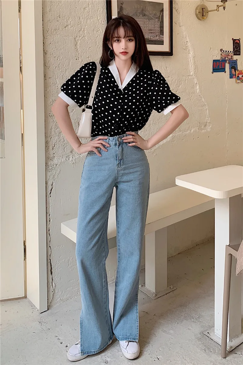 Women Black Vintage Blouses Top Black Dot blusas mujer de moda 2020 New V Neck Chiffon Short Sleeve Loose Blouses Shirt 600E
Women Black Vintage Blouses Top Black Dot blusas mujer de moda 2020 New V Neck Chiffon Short Sleeve Loose Blouses Shirt 600E