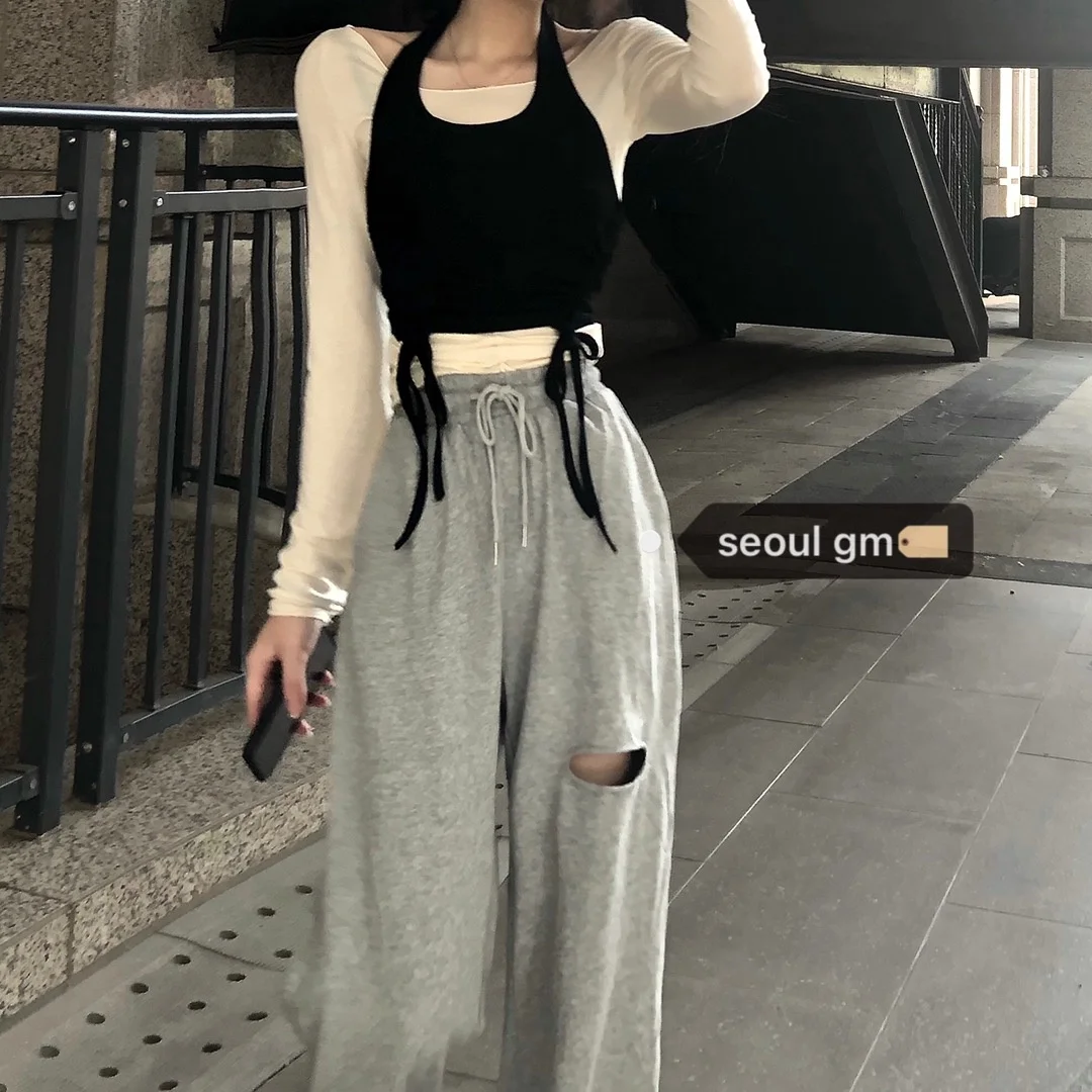 Лидер продаж уличные штаны для девочек корейский дизайн со шнуровкой тонкая футболка с высокой талией и перфорированные повседневные брюк... 
Лидер продаж уличные штаны для девочек корейский дизайн со шнуровкой тонкая футболка с высокой талией и перфорированные повседневные брюк...