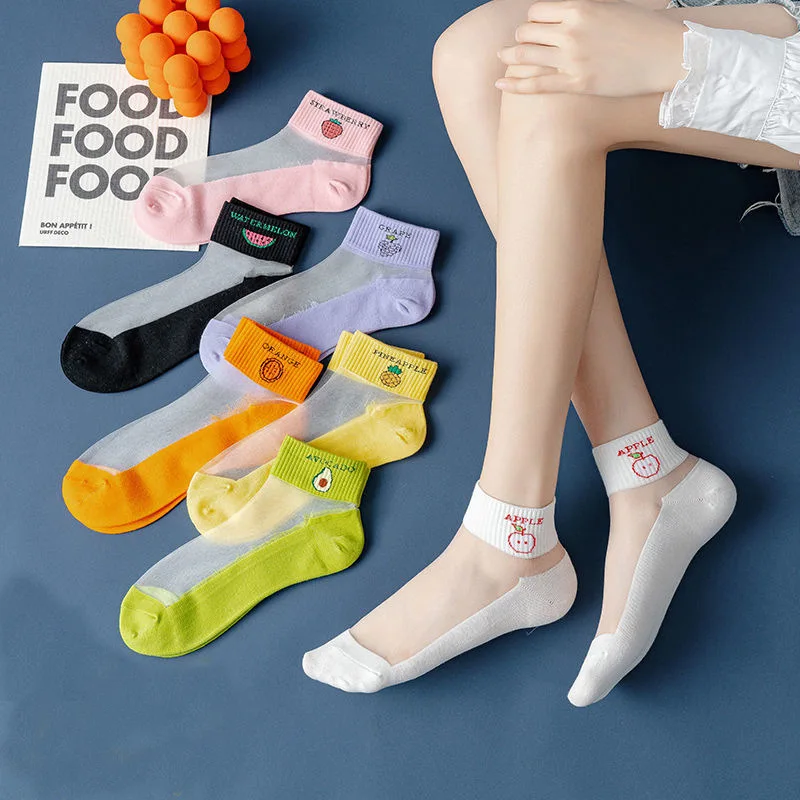 5pcs/summer Thin Socks Short Women Breathable Shallow Mouth Glass Silk Fruit Letter Crystal Stockings Color Transparent Sexy
5pcs/summer Thin Socks Short Women Breathable Shallow Mouth Glass Silk Fruit Letter Crystal Stockings Color Transparent Sexy