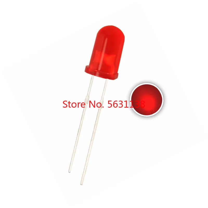 

100pcs 5mm LED Emitting Diode Red Diffused 620nm - 625nm Light Lamp DC 2V 20mA DIP Ultra Bright Free shipping wholesale chip led