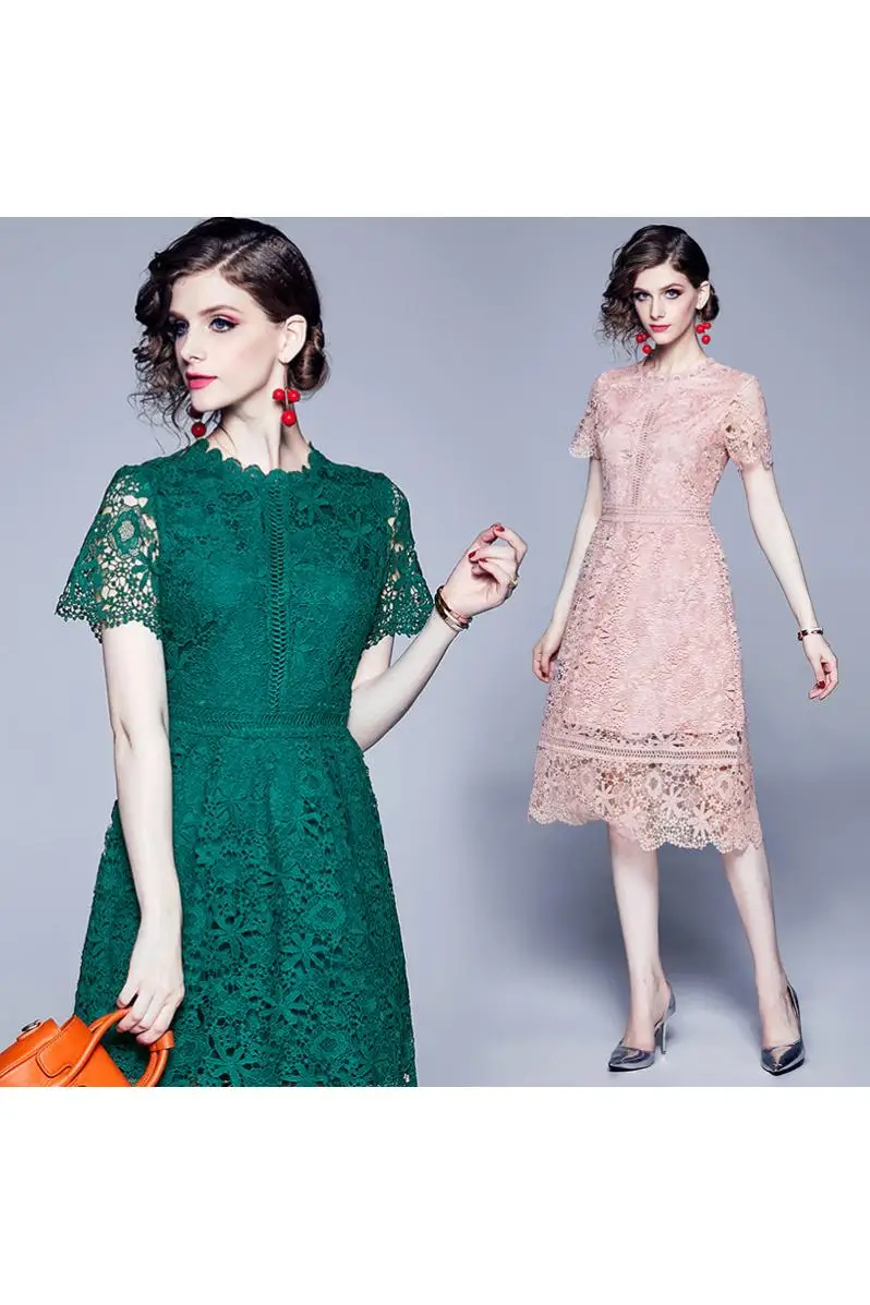 New Elegant Vintage Women Lace Slim Tunic Short Sleeve Midi Dress Lady Evening Party Dresses Clothing Summer Sundress
New Elegant Vintage Women Lace Slim Tunic Short Sleeve Midi Dress Lady Evening Party Dresses Clothing Summer Sundress
