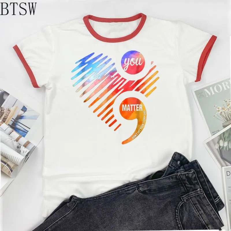 Rainbow Heart Womens Tshirt Casual White Fashion O-neck Top T Shirt You Matter Ladies Fashion Korean Style Tee Shirts
Rainbow Heart Womens Tshirt Casual White Fashion O-neck Top T Shirt You Matter Ladies Fashion Korean Style Tee Shirts