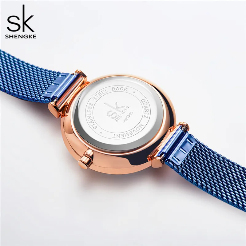 Shengke 2020 new woman watches elegant flower 32 mm coffee dial mesh band Japanese quartz movement luxury Relogio Feminino | Наручные