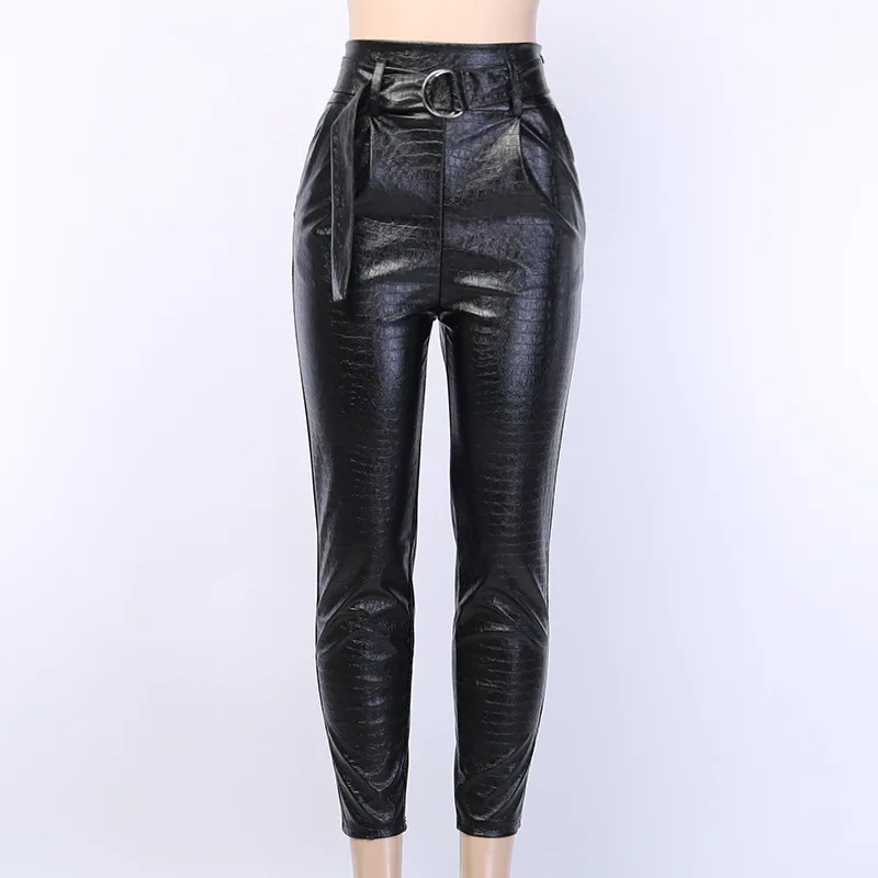 Joggers Women Pu High Waist Pant Faux Leather Trousers Autumn Black 2021 High Street with Belt Povket Ladies Pant Elegant Pant
Joggers Women Pu High Waist Pant Faux Leather Trousers Autumn Black 2021 High Street with Belt Povket Ladies Pant Elegant Pant