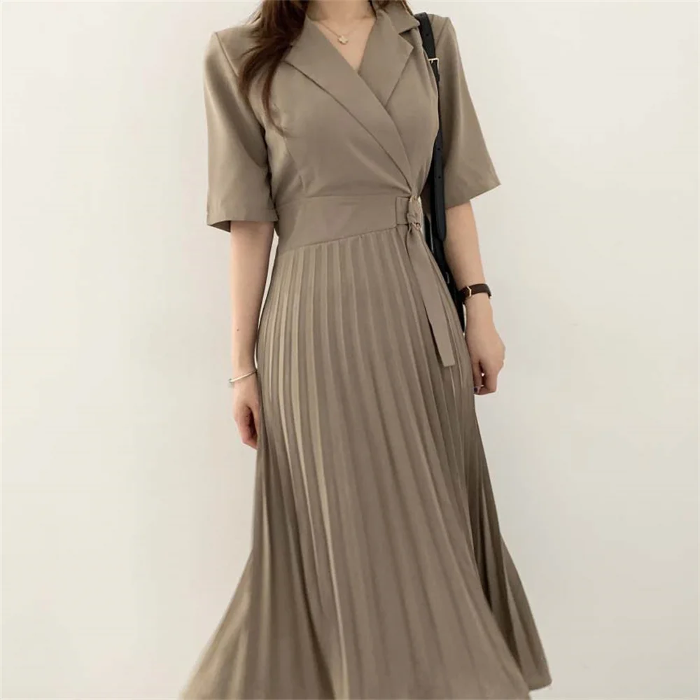 HziriP 2021 Chic Pleated Streetwear Long Dress Blazers' Ladies Plus Size Casual Elegant Summer Pure Color Women Robe Vestidos
HziriP 2021 Chic Pleated Streetwear Long Dress Blazers' Ladies Plus Size Casual Elegant Summer Pure Color Women Robe Vestidos