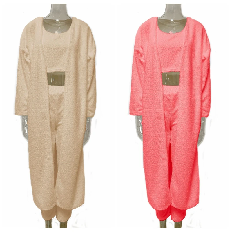 3 Pieces Pajamas for Woman Sexy Knitting Pajamas Set Sleepwear Leisure Robe Vest Shorts Suit Trousers Homewear
3 Pieces Pajamas for Woman Sexy Knitting Pajamas Set Sleepwear Leisure Robe Vest Shorts Suit Trousers Homewear