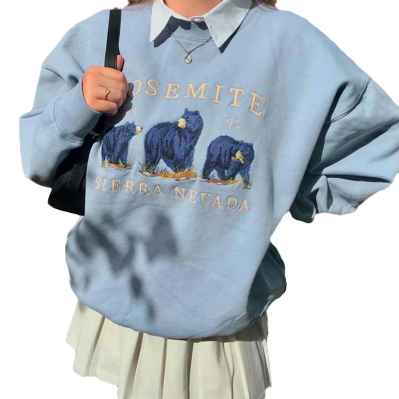 Women Long Sleeve Sweatshirt Crew Neck Cute 3 Bear Letters Embroidery Tunic Tops Oversized Loose Harajuku Streetwear
Women Long Sleeve Sweatshirt Crew Neck Cute 3 Bear Letters Embroidery Tunic Tops Oversized Loose Harajuku Streetwear