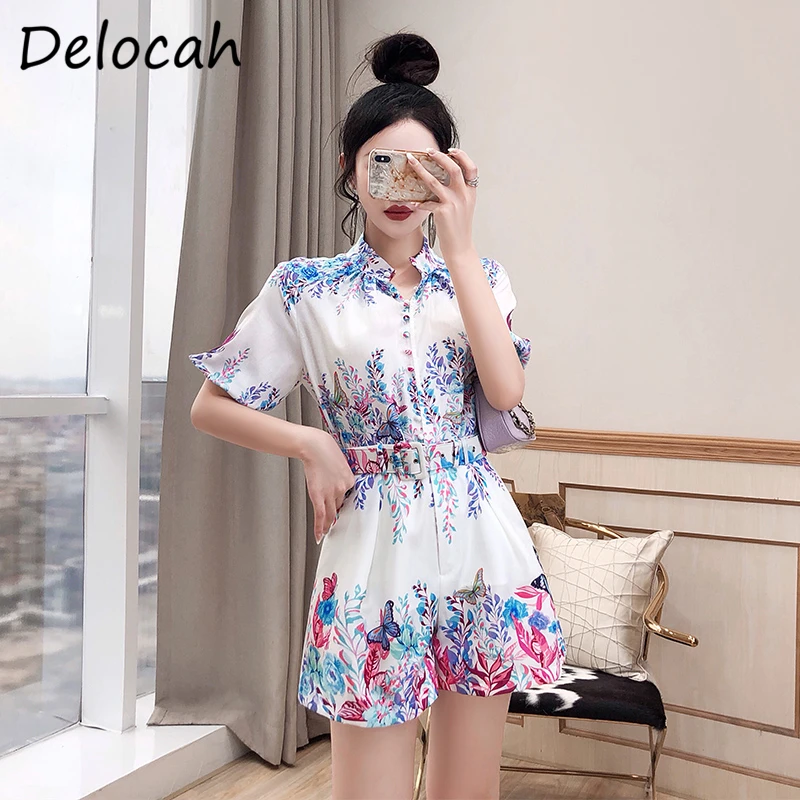 Delocah New 2021 Summer Women Fashion Runway Shorts Set Lantern Sleeve Loose Blouses + High Waist Belt Floral Print Shorts Suits
Delocah New 2021 Summer Women Fashion Runway Shorts Set Lantern Sleeve Loose Blouses + High Waist Belt Floral Print Shorts Suits