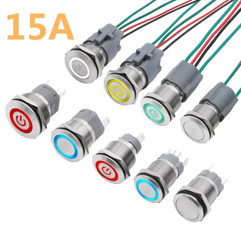 16mm Big Current Ampere 15A Metal Push Button Switch Momentary Fixation Latching Waterproof LED Light Machine PC Engine Starter
16mm Big Current Ampere 15A Metal Push Button Switch Momentary Fixation Latching Waterproof LED Light Machine PC Engine Starter