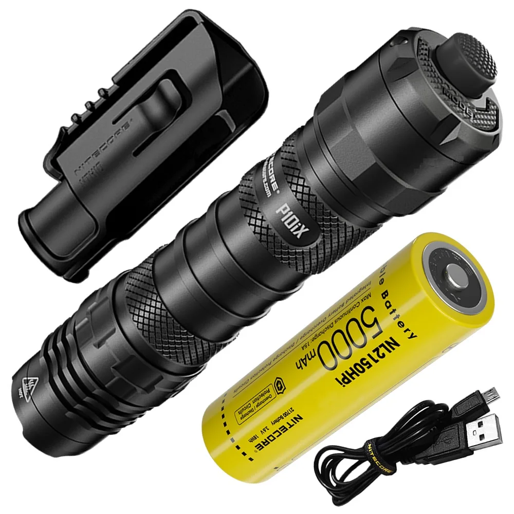

Светодиодный фонарик NITECORE P10iX, CREE XP-L2 4000 лм, Мощный USB Перезаряжаемый фонарь с батареей 21700 для самообороны, кемпинга