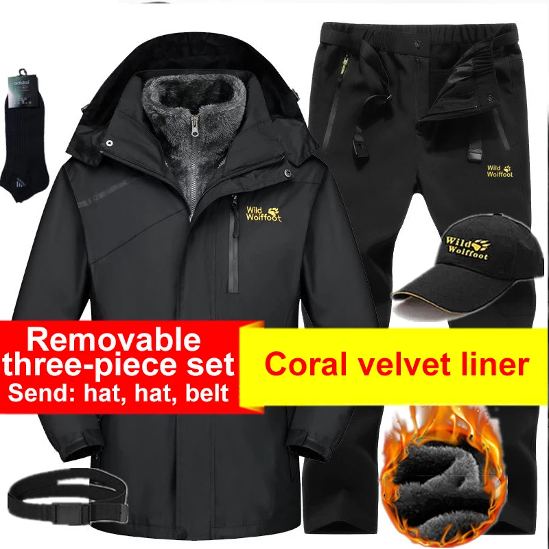Winter ski suit men Fleece liner Hiking jacket & Hiking Pants Outdoor Windproof waterproof coat Thermal mountaineering clothes
Winter ski suit men Fleece liner Hiking jacket & Hiking Pants Outdoor Windproof waterproof coat Thermal mountaineering clothes