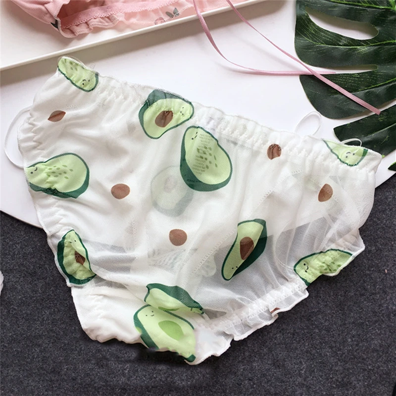 Seamless Panties Korean Fruit Micro Cute Ruffle Bow Briefs Girls Lingerie Lacing Up Thongs Women Sexy Underwear | Женская одежда