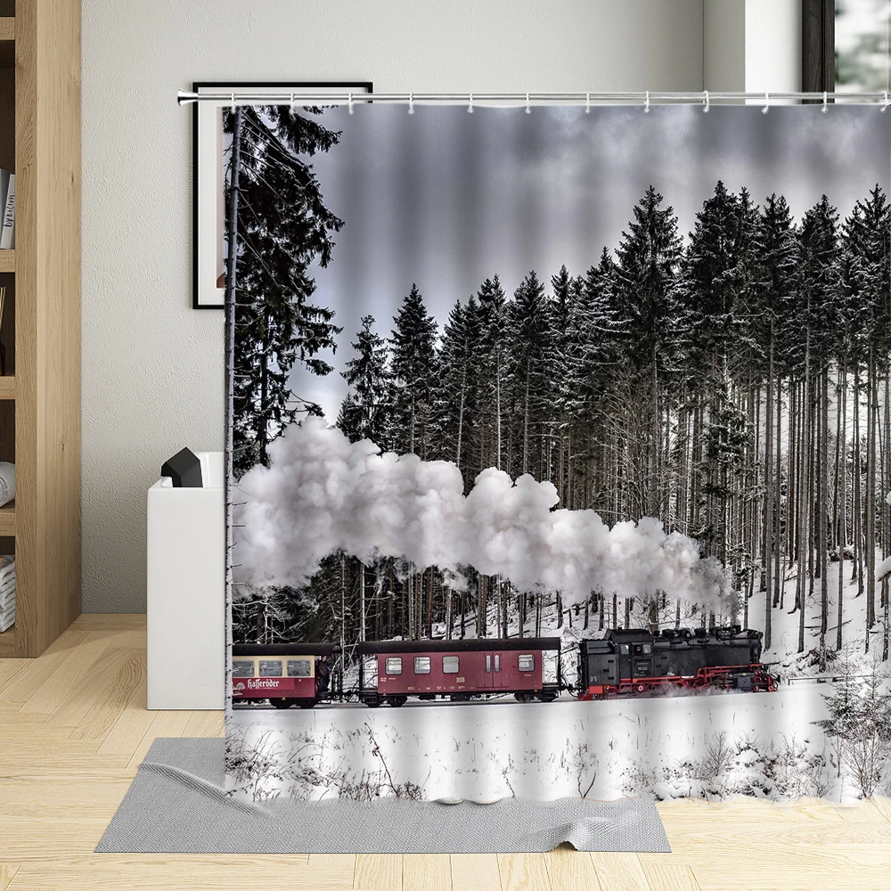 Snowflake Scenery Steam Engine Sightseeing Train Bathroom Curtains Winter Snow Forest Shower Curtain Waterproof For Art Decor
Snowflake Scenery Steam Engine Sightseeing Train Bathroom Curtains Winter Snow Forest Shower Curtain Waterproof For Art Decor