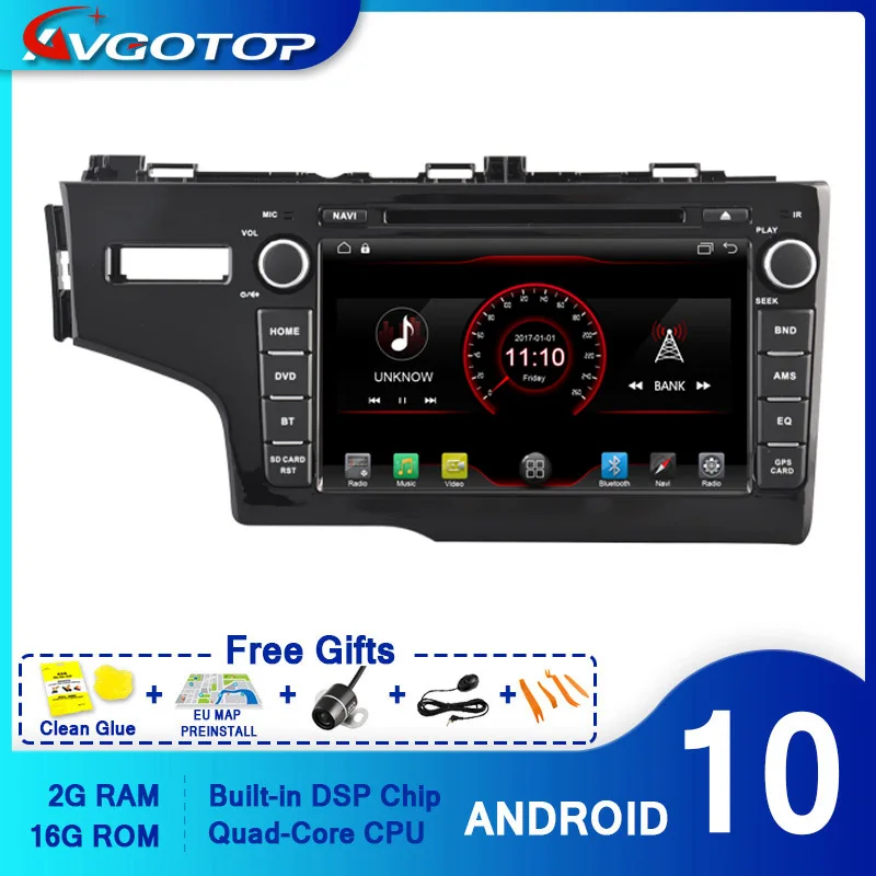 AVGOTOP Android 10 WINCE Bluetooth GPS автомобильный радиоприемник DVD-плеер для HONDA FIT 2014 LHD 2 ГБ 16 MP3
