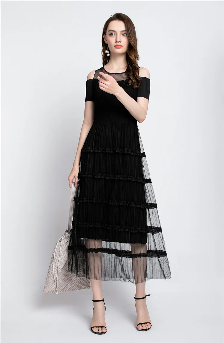 Miyake Black Mesh Summer Dress Fold Five-layer Lace Strapless Boutique Women's Clothing
Miyake Black Mesh Summer Dress Fold Five-layer Lace Strapless Boutique Women's Clothing
