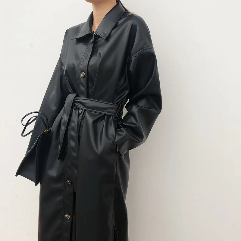 Cool Leather Long Jacket 2021 New Autumn and Winter Women Loose Belt PU Leather Windbreaker Trench Coat Slim Jacket
Cool Leather Long Jacket 2021 New Autumn and Winter Women Loose Belt PU Leather Windbreaker Trench Coat Slim Jacket