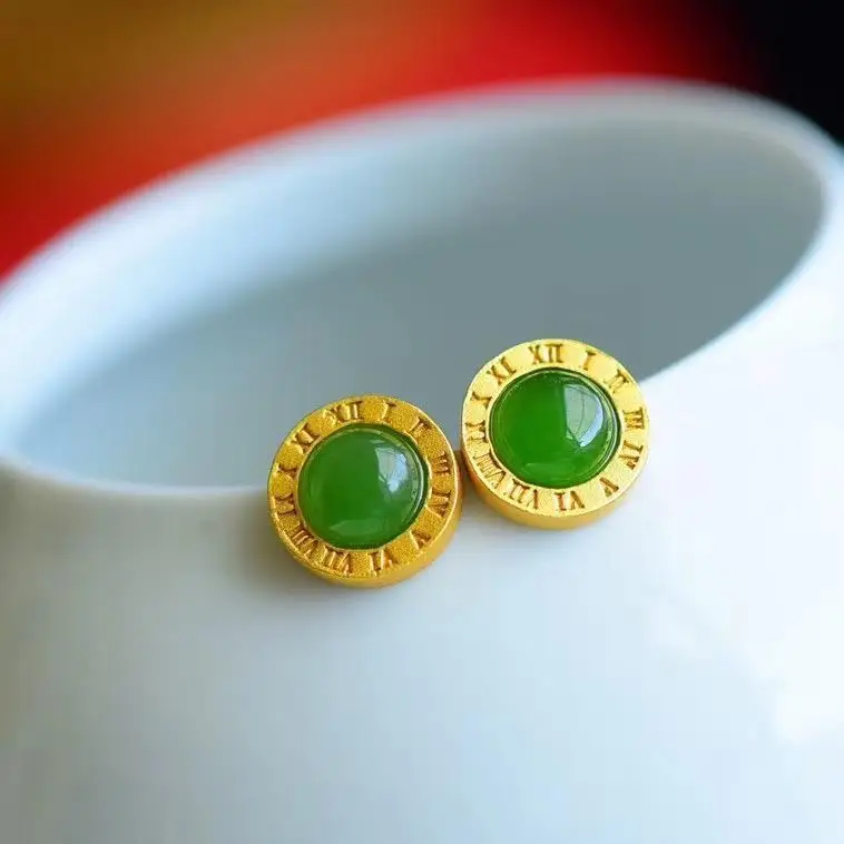 Hetian Jade Green Jade Stud Earrings S925 Sterling Silver 2020 New Trendy Small Frosty Style Earrings Green Earrings for Women
Hetian Jade Green Jade Stud Earrings S925 Sterling Silver 2020 New Trendy Small Frosty Style Earrings Green Earrings for Women
