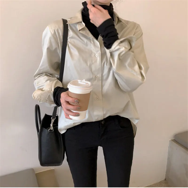 HziriP 2020 Beige Hot Chic Brief Minimalist High Quality Luster Elegance Solid All Match Feminine Streetwear Office Lady Shirts
HziriP 2020 Beige Hot Chic Brief Minimalist High Quality Luster Elegance Solid All Match Feminine Streetwear Office Lady Shirts