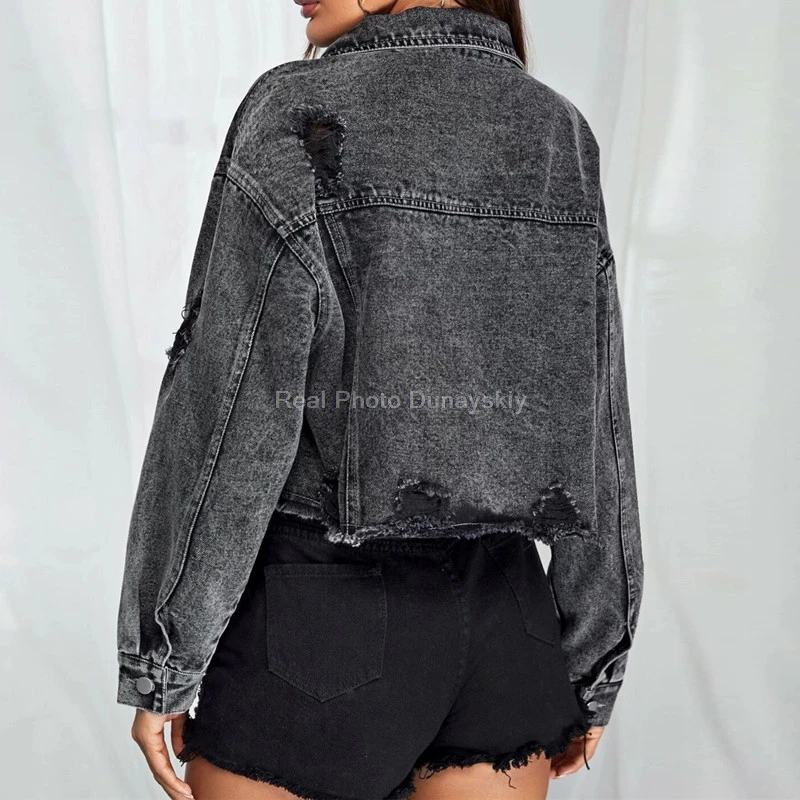 Fall Dark Gray Long Sleeve Short Jacket Cropped Jeans Jacket Black Casual Ladies Denim Jackets Women Spring 2021 Female Jacket
Fall Dark Gray Long Sleeve Short Jacket Cropped Jeans Jacket Black Casual Ladies Denim Jackets Women Spring 2021 Female Jacket