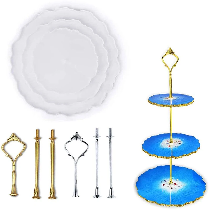 3 Tier Cake Stand Resin Molds, Trays Silicone Mold, Tray Resin Silicone Casting Mold for DIY Plate Stand
3 Tier Cake Stand Resin Molds, Trays Silicone Mold, Tray Resin Silicone Casting Mold for DIY Plate Stand