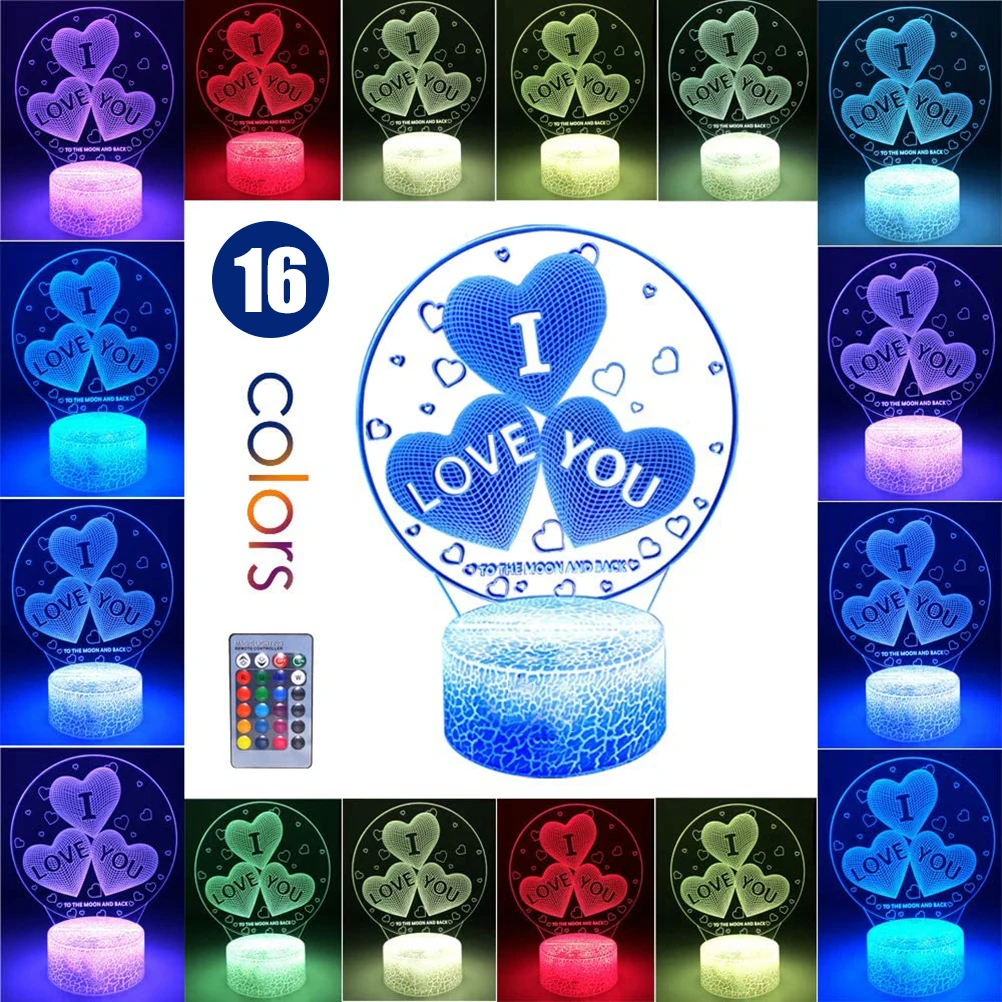 I Love You 3D Night Light Valentine's Day Gift Bedside LED Lamp with 16 Color Changing Mode Touch Remote Control for Women Girls
I Love You 3D Night Light Valentine's Day Gift Bedside LED Lamp with 16 Color Changing Mode Touch Remote Control for Women Girls