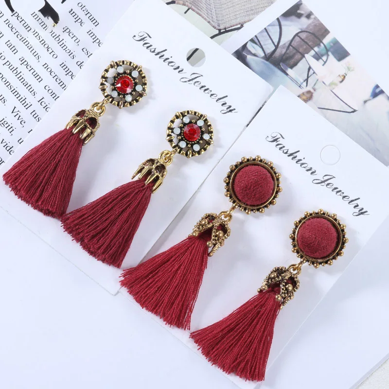BLINLA Fashion Bohemian Tassel Crystal Drop Earrings for Women Statement Silk Fabric Fringe Round Ethnic Hanging Earring Jewelry
BLINLA Fashion Bohemian Tassel Crystal Drop Earrings for Women Statement Silk Fabric Fringe Round Ethnic Hanging Earring Jewelry
