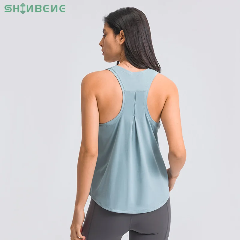 

SHINBENE BARE Racerback Fitness Gym Sport Vest Women Second Skin Feel Anti-sweat Sport Workout Tank Tops Plain Sleeveless Shirts