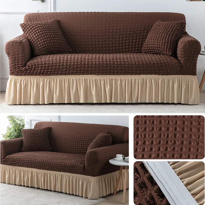 Seersucker Skirt Lattice Sofa Cover Home Decoration Two-Color Full Cover Elastic Sectional Corner Couch Cover Stretch Slipcover
Seersucker Skirt Lattice Sofa Cover Home Decoration Two-Color Full Cover Elastic Sectional Corner Couch Cover Stretch Slipcover