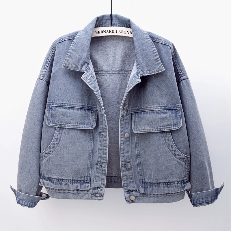 2021 Spring Autumn Vintage Blue Denim Jacket Women Loose Casual Short Outerwear Big Pocket Long Sleeve Jeans Jacket Coat Female
2021 Spring Autumn Vintage Blue Denim Jacket Women Loose Casual Short Outerwear Big Pocket Long Sleeve Jeans Jacket Coat Female