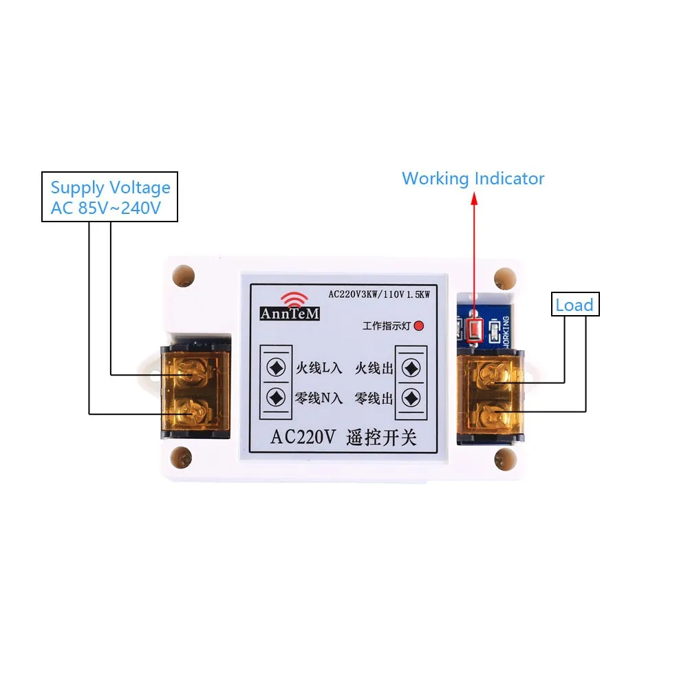 433MHz Remote Control Receiver and Transmitter AC 110V 220V 3500W Relay Module Wireless Power Supply Controller Switch for Light
433MHz Remote Control Receiver and Transmitter AC 110V 220V 3500W Relay Module Wireless Power Supply Controller Switch for Light