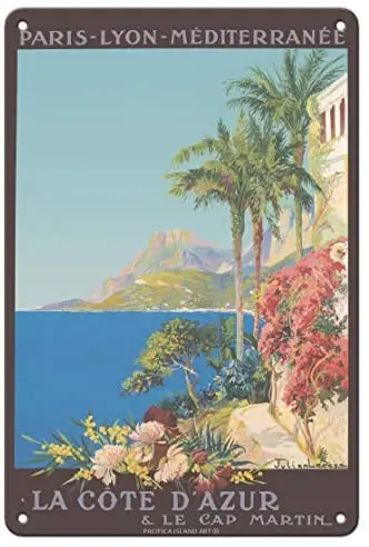 French Rivera (Côte d'Azur), France - Paris-Lyon-Mediterranean (PLM) - Railroad by Julien Lacaze c.1921 Metal Tin Sign
French Rivera (Côte d'Azur), France - Paris-Lyon-Mediterranean (PLM) - Railroad by Julien Lacaze c.1921 Metal Tin Sign