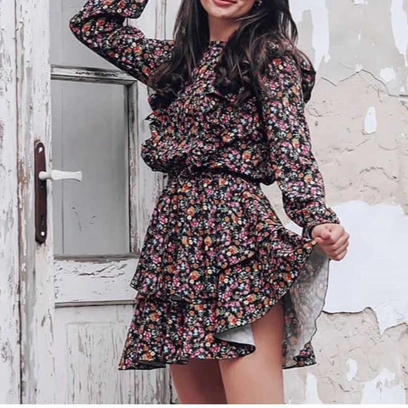 Casual O-Neck A-Line Flower Print Vintage Dress New Black Women Long Sleeve Ruffle Mini Party Dress 2021 Vestidos Daily Fashion
Casual O-Neck A-Line Flower Print Vintage Dress New Black Women Long Sleeve Ruffle Mini Party Dress 2021 Vestidos Daily Fashion