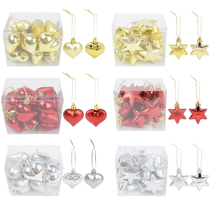 12pcs/lot Glitter Heart Star Pendant Christmas Tree Hanging Accessories Home Decorations DIY Christmas Festival Party Ornament
12pcs/lot Glitter Heart Star Pendant Christmas Tree Hanging Accessories Home Decorations DIY Christmas Festival Party Ornament