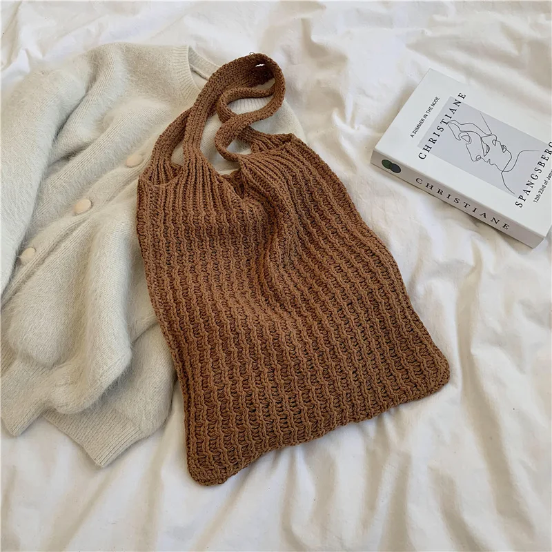Vintage Wool Knitted Shoulder Bag for Women 2021 New Fashion Cotton Cloth Girls Shopping Bag Large Capacity Totes Female Handbag
Vintage Wool Knitted Shoulder Bag for Women 2021 New Fashion Cotton Cloth Girls Shopping Bag Large Capacity Totes Female Handbag