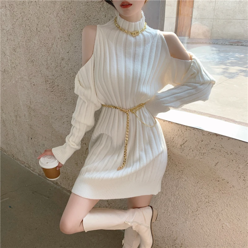 Strapless Turtleneck Sweater Dress Pullover Mini Knit Long Sweater Fall short off shoulder Winter Korean Sexy Ladies Clothes
Strapless Turtleneck Sweater Dress Pullover Mini Knit Long Sweater Fall short off shoulder Winter Korean Sexy Ladies Clothes