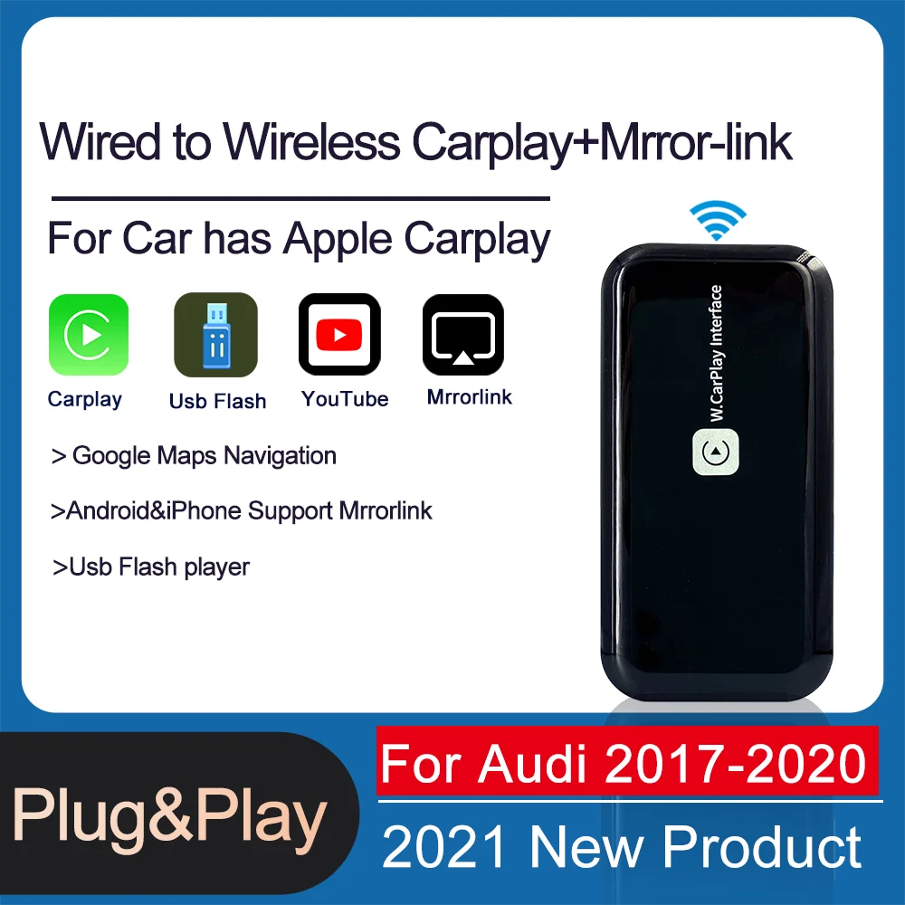 5G Wifi Wireless Carplay Dongle Adapter Box For Audi A3 A4 A5 A6 Q2 Q3 With Apple Car Play IOS Support Mrrorlink Play and Plug
5G Wifi Wireless Carplay Dongle Adapter Box For Audi A3 A4 A5 A6 Q2 Q3 With Apple Car Play IOS Support Mrrorlink Play and Plug